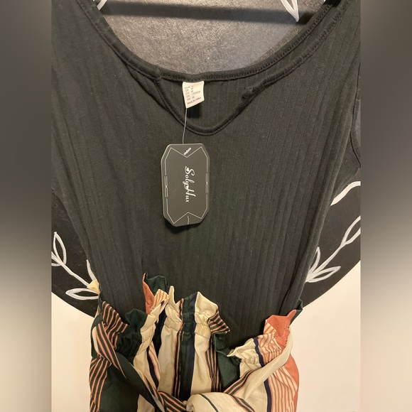 SOLY HUX Striped Belted Tank Romper - Picture 3 of 5